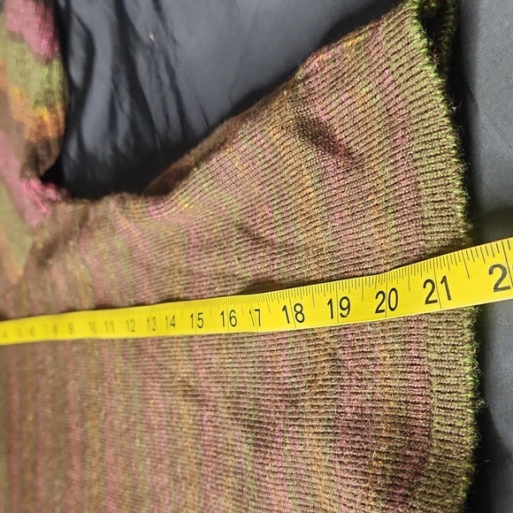 Merino wool cowl neck rainbow Italian knit vintage boho hippie sweater medium - Picture 11 of 11